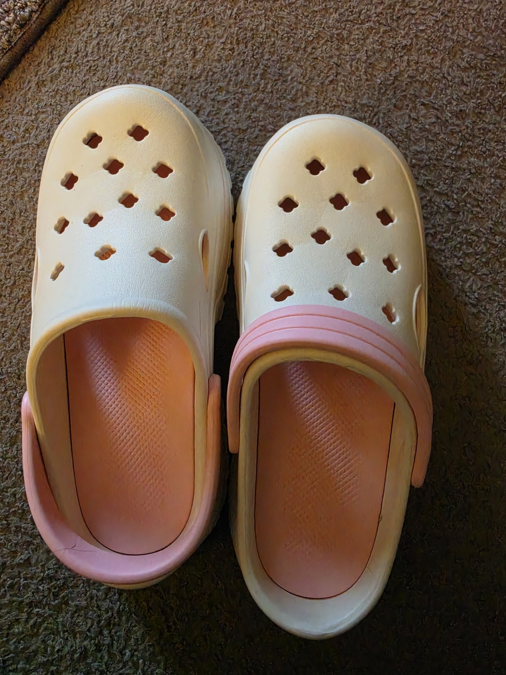 Cream and Pink Slip-On Clog - Lightweight Casual Shoe